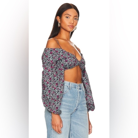 Lovers + Friends Pearl Top, Blue Floral Multi, Size S - Picture 2 of 11